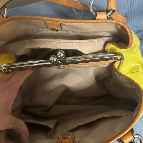 Coach Yellow Patent Leather Shoulder Bag - Picture 4 of 6